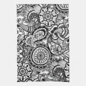 Linge De Cuisine Paisley floral noir (Vertical)
