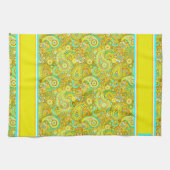Linge De Cuisine paisley jaune cyan (Horizontal)