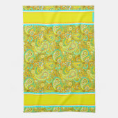 Linge De Cuisine paisley jaune cyan (Vertical)