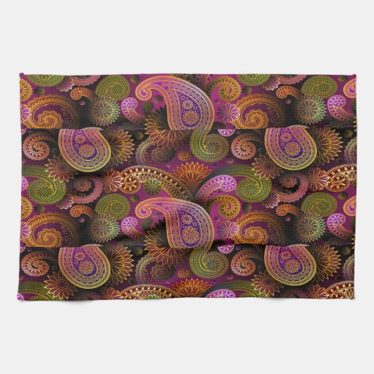 Linge De Cuisine Paisley Purple (Horizontal)