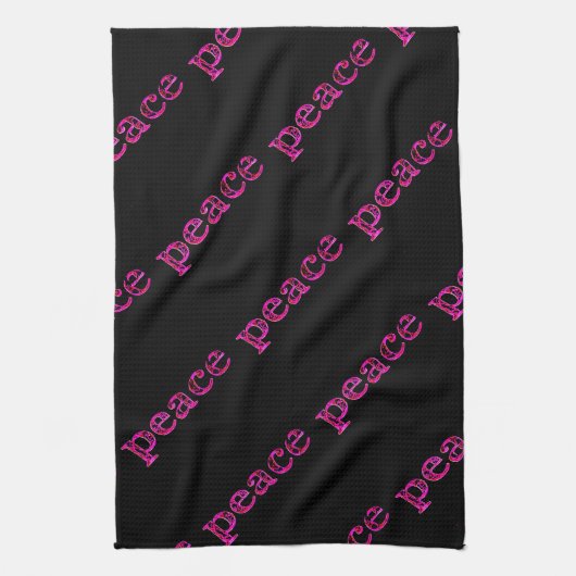 Linge De Cuisine paix noire rose (Vertical)