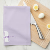 Linge De Cuisine Pale Purple Nom de script Bold Monogramme (Quart Plié)