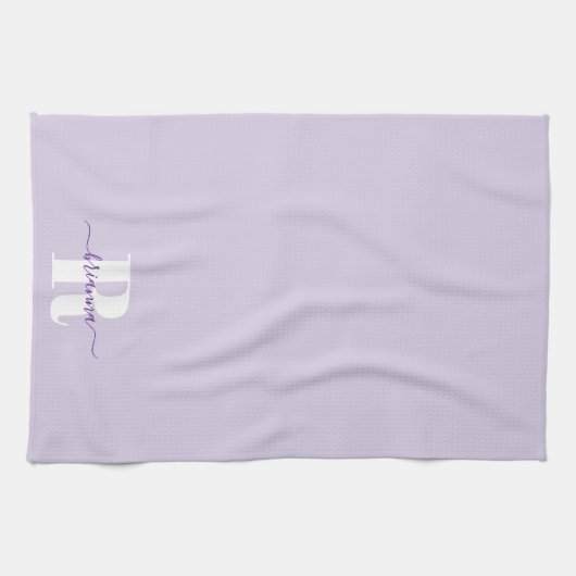 Linge De Cuisine Pale Purple Nom de script Bold Monogramme (Horizontal)