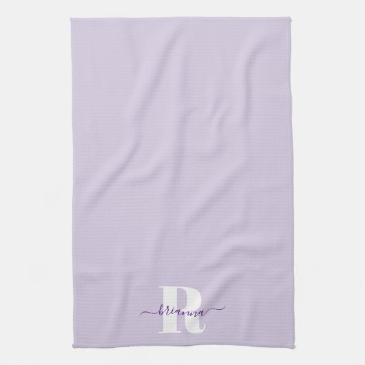 Linge De Cuisine Pale Purple Nom de script Bold Monogramme (Vertical)