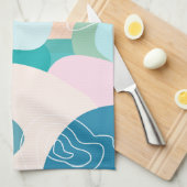 Linge De Cuisine Palette de couleurs Sunset Abstraite de formes bio (Quart Plié)