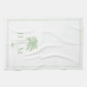 Linge De Cuisine Palmier blanc et vert côtier Monogramme de palmier (Horizontal)