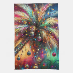 Linge De Cuisine Palmier de Noël Whimsical Tropical Beach Vivid