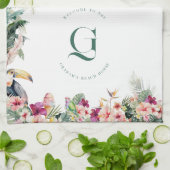 Linge De Cuisine Palmier Floral Tropical Monogram Beach House (Plié)