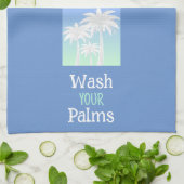 Linge De Cuisine Palmier Lavez Vos Palmiers Beach Island Blue Ombre (Plié)