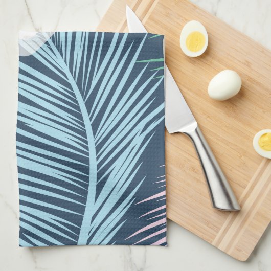 Linge De Cuisine Palmier tropical fleuri et moderne sur mesure moti (Quart Plié)