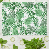 Linge De Cuisine Palmier vert tropical Feuille Aquarelle d'été Art  (Plié)