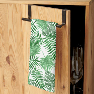 Linge De Cuisine Palmier vert tropical Feuille Aquarelle d'été Art 