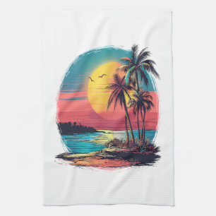 Linge De Cuisine Palmiers et plage
