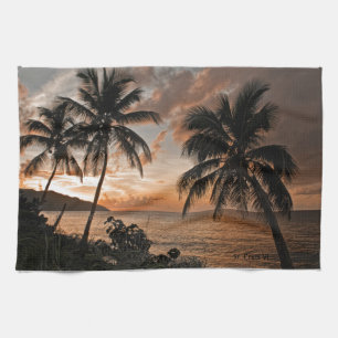 Linge De Cuisine Palmiers Tropical Sunset Beach