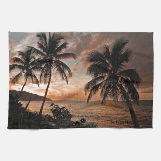 Linge De Cuisine Palmiers Tropical Sunset Beach (Horizontal)