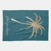 Linge De Cuisine Palmiers tropicaux Turquoises en or  (Horizontal)