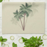 Linge De Cuisine Palmiers Vintages tropicaux sur vert pâle<br><div class="desc">Des palmiers vintages rétro sur un arrière - plan vert pâle sont un complément amusant à votre cuisine. Plus d'articles dans ce motif dans notre magasin.</div>