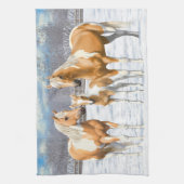 Linge De Cuisine Palomino Pinto Peinture Quarter Chevaux En Neige (Vertical)