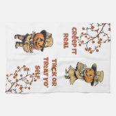 Linge De Cuisine Pals Citrouille vintage Halloween (Horizontal)