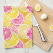 Linge De Cuisine Pamplemousse rose et rideau de douche citron (Quart Plié)