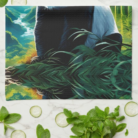 Linge De Cuisine Panda Bear dans les nuages (Plié)