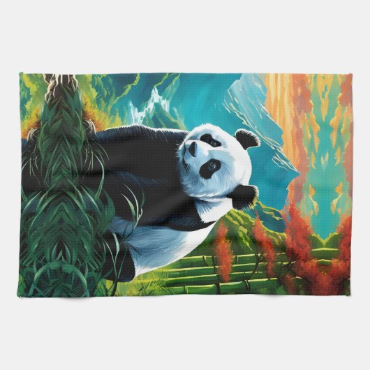 Linge De Cuisine Panda Bear dans les nuages (Horizontal)