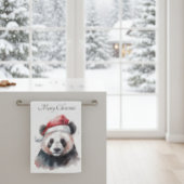 Linge De Cuisine Panda de Noël, personnalisable