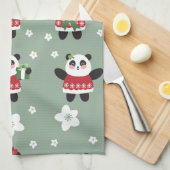 Linge De Cuisine Panda en fleur de cerisier de Noël (Quart Plié)