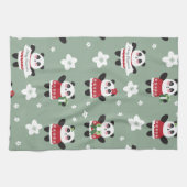 Linge De Cuisine Panda en fleur de cerisier de Noël (Horizontal)