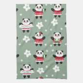 Linge De Cuisine Panda en fleur de cerisier de Noël (Vertical)