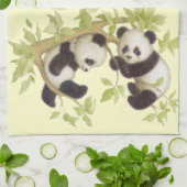 Linge De Cuisine Panda jouant dans un arbre (Plié)