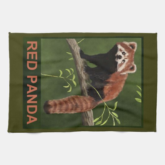 Linge De Cuisine Panda rouge (Horizontal)
