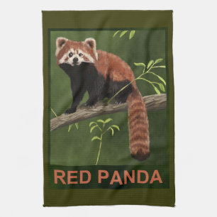 Linge De Cuisine Panda rouge
