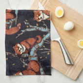 Linge De Cuisine Pandas rouges dans les arbres (Quart Plié)