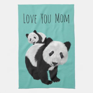 Linge De Cuisine Pandas Super Cute Personnalisés - Colo Changeable