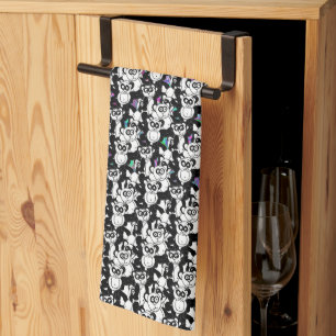 Linge De Cuisine Pandas sur violet