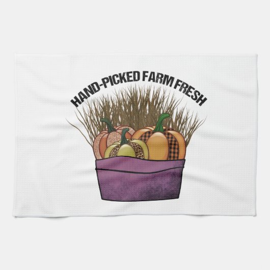 Linge De Cuisine Panier avec trois citrouilles (Horizontal)
