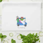 Linge De Cuisine Panier de golf bleu de Noël Preppy personnalisée (Plié)