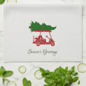 Linge De Cuisine Panier de golf rouge avec sapin de Noël | Albâtre (Plié)