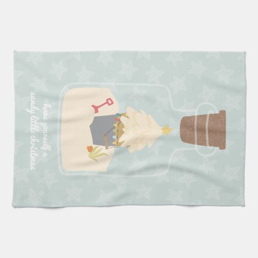 Linge De Cuisine Panier de sable de Noël de plage (Horizontal)