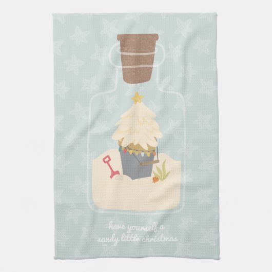 Linge De Cuisine Panier de sable de Noël de plage (Vertical)