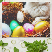 Linge De Cuisine Panier et oeufs de lapin de Pâques (Plié)