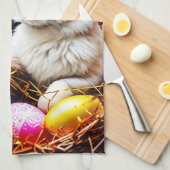 Linge De Cuisine Panier et oeufs de lapin de Pâques (Quart Plié)