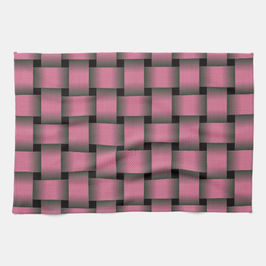 Linge De Cuisine Panier rose rayé (Horizontal)