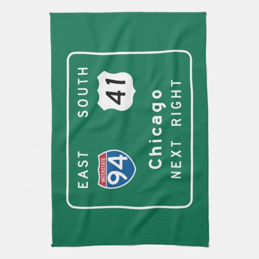 Linge De Cuisine Panneau routier de Chicago, IL (Vertical)