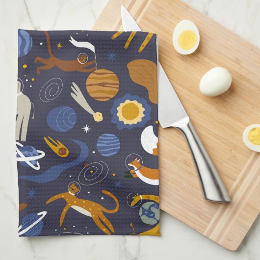 Linge De Cuisine Paño de cocina Animals Outer Space (Quart Plié)