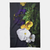 Linge De Cuisine Pansies jaune et violet blanc (Vertical)