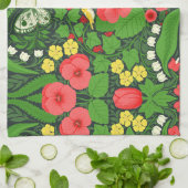 Linge De Cuisine Pansies rouges, oiseaux et papillons (Plié)