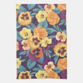 Linge De Cuisine Pansies sur violet de prune (Vertical)