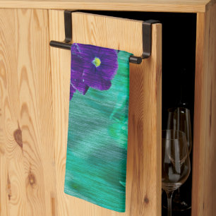 Linge De Cuisine Pansies vert pastel violet stylisées